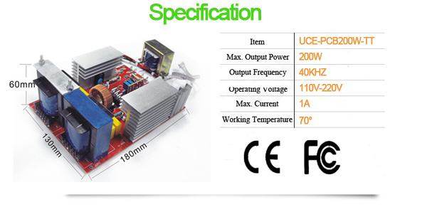 40khz/200W Ultrasonic PCB Generator with display